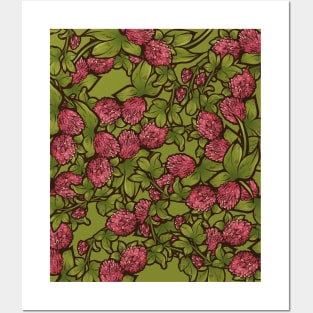 Beautiful Clover Flowers Pattern Posters and Art